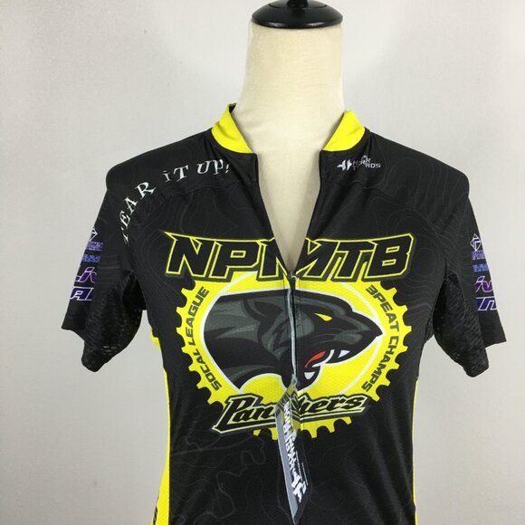 NWT HYPER THREADS Continental Sports Fit Stretch Black Multicolor Bicycle Jersey - Picture 5 of 16